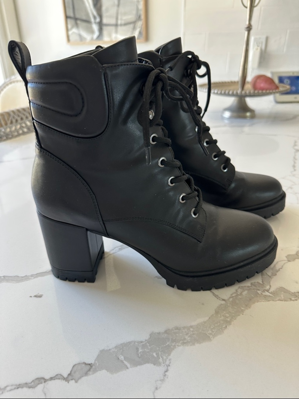 Black Essen Aerosols Lace Front Leather Boot Size 10 View 2